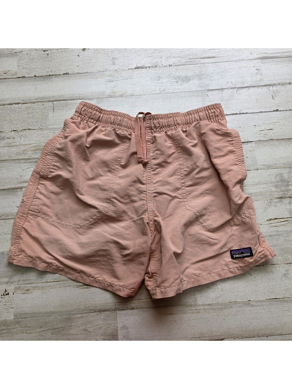 Patagonia Baggies Lined Hiking Casual Shorts Girls Large Youth 12 - Peach